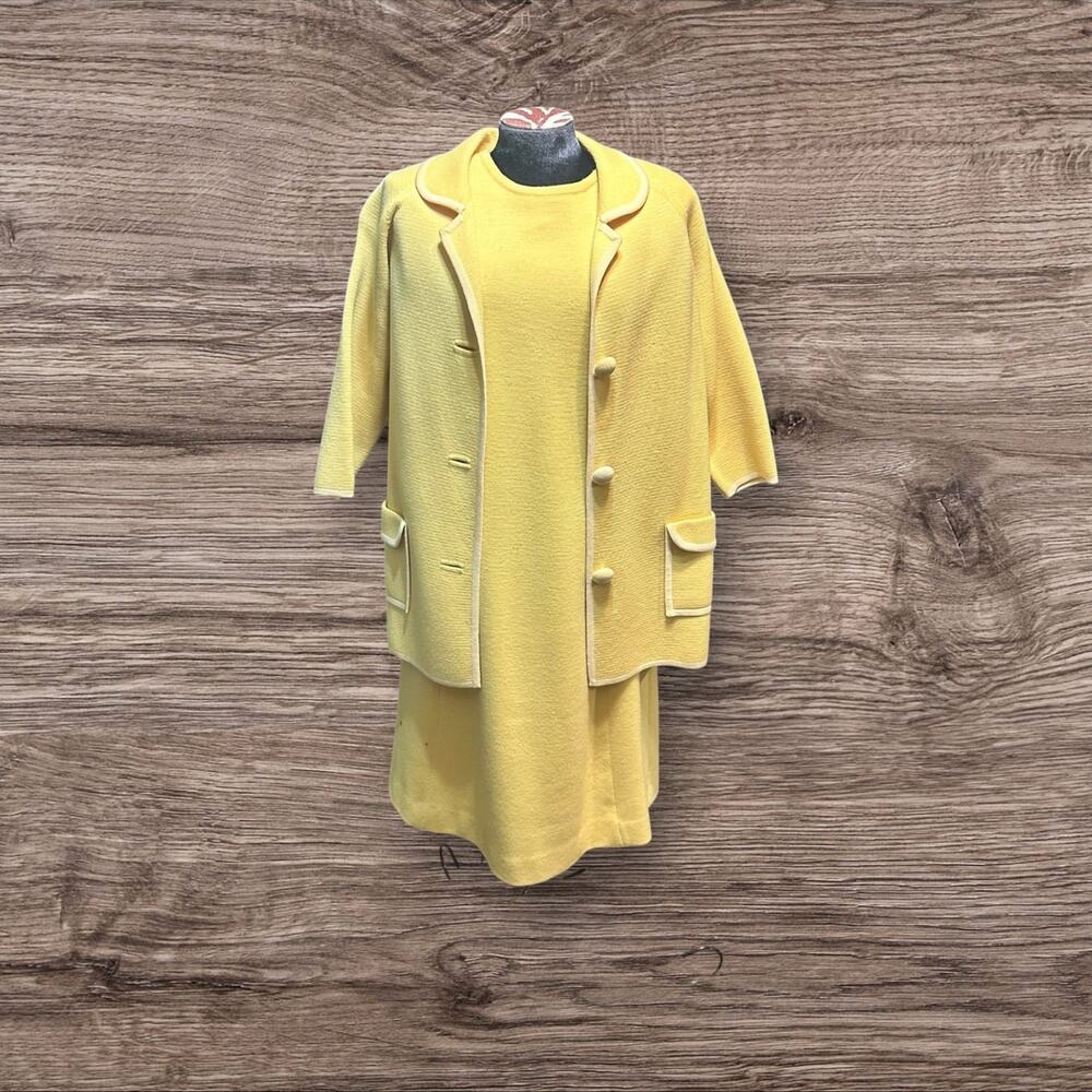 Vintage Renata Boutique Knitwear Roma Yellow Shift Dress and Jacket